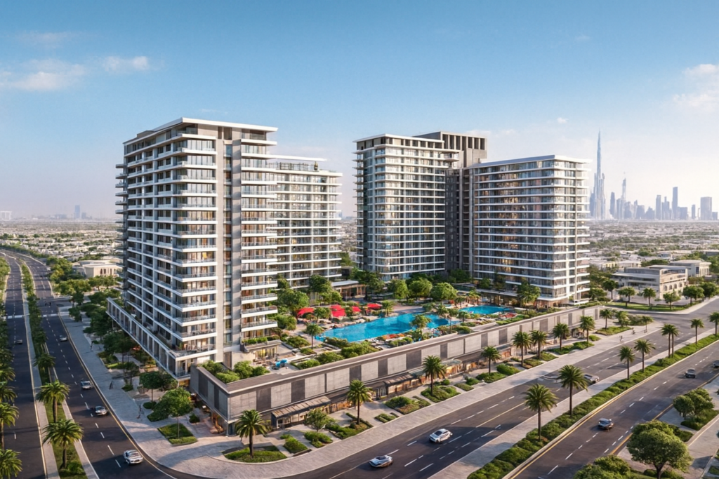 Green landscapes and villas in Dubai Hills Estate, a luxury investment community