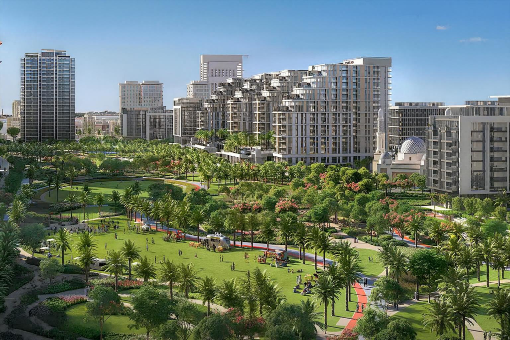 Dubai Hills Estate green boulevards and skyline